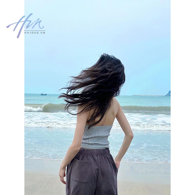 Áo Kiểu Trễ Vai Hoạ Tiết Kẻ Sọc Thời Trang Mùa Hè Cho Phái Nữ