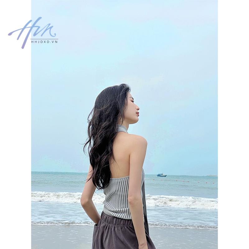 Áo Kiểu Trễ Vai Hoạ Tiết Kẻ Sọc Thời Trang Mùa Hè Cho Phái Nữ