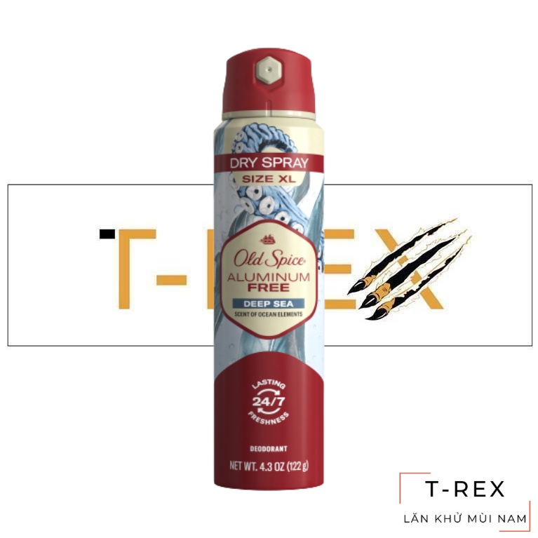Xịt Khô Khử mùi Old Spice Deep Sea Scent Of Ocean Elements  Aluminum Free Dry Spray 122Gr