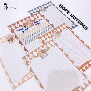 Bộ 10 tờ giấy ghi chép kẻ caro - a4, b5, a5, a6 hoa cổ điển / hope notepad / thetranstudio