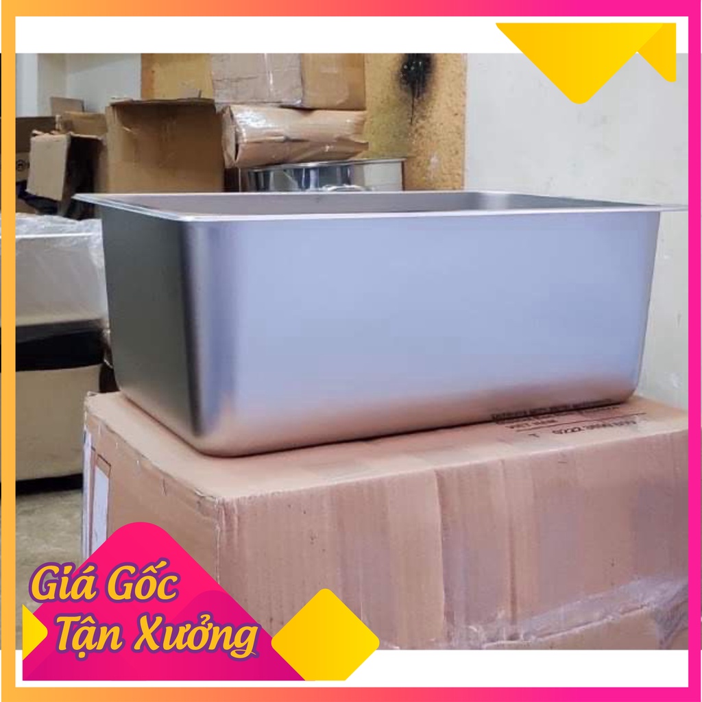 Khay inox đựng đồ ăn, pudding, thạch, chè GN 1/1, 1/2 sâu 20cm có nắp  12L - 28L Hàn Quốc
