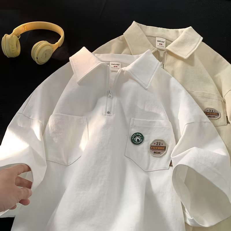 Áo Sơ Mi Tay Ngắn Màu Trơn Phong Cách Nhật Bản Thời Trang Mùa Hè 2023 Cho Nam