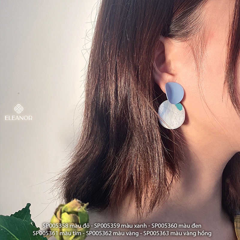 Bông tai nữ chuôi bạc 925 Eleanor Accessories hình tròn nhiều màu sắc phụ kiện trang sức trẻ trung 5358
