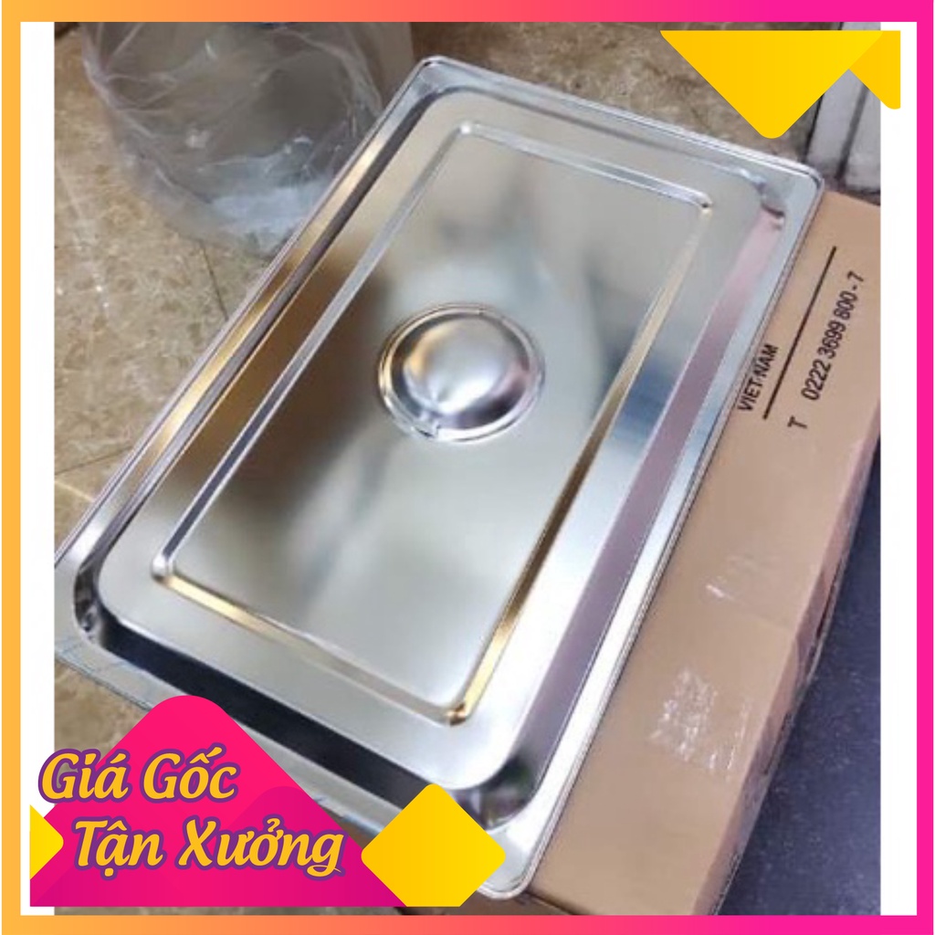 Khay inox đựng đồ ăn, pudding, thạch, chè GN 1/1, 1/2 sâu 20cm có nắp  12L - 28L Hàn Quốc