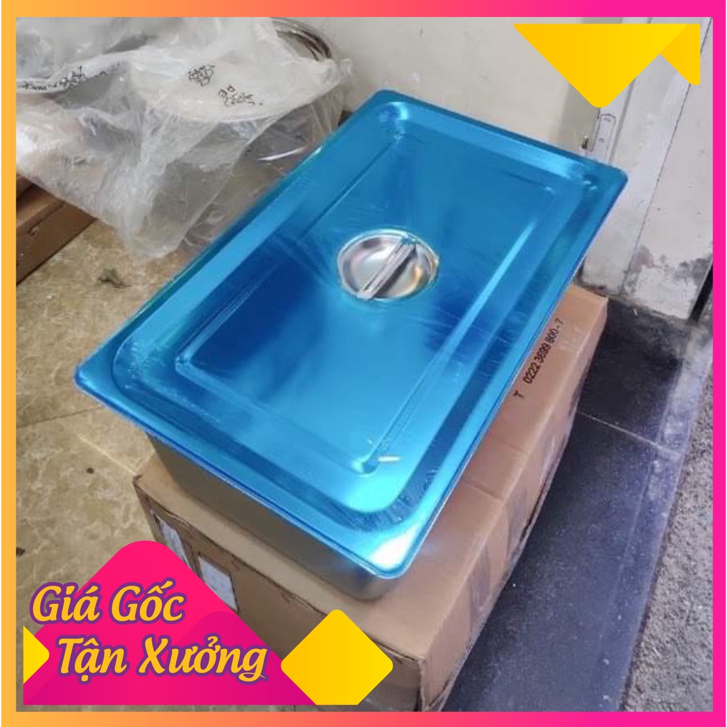 Khay inox đựng đồ ăn, pudding, thạch, chè GN 1/1, 1/2 sâu 20cm có nắp  12L - 28L Hàn Quốc