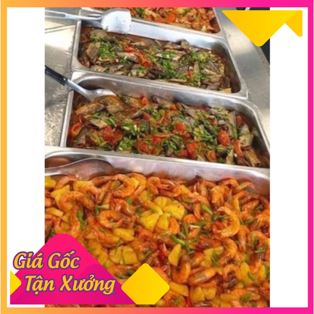 Khay inox đựng đồ ăn, pudding, thạch, chè GN 1/1, 1/2 sâu 20cm có nắp  12L - 28L Hàn Quốc