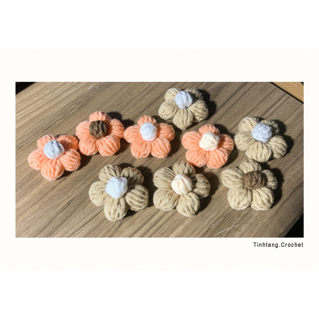 Pin hoa len handmade có ghim cài nhiều cỡ