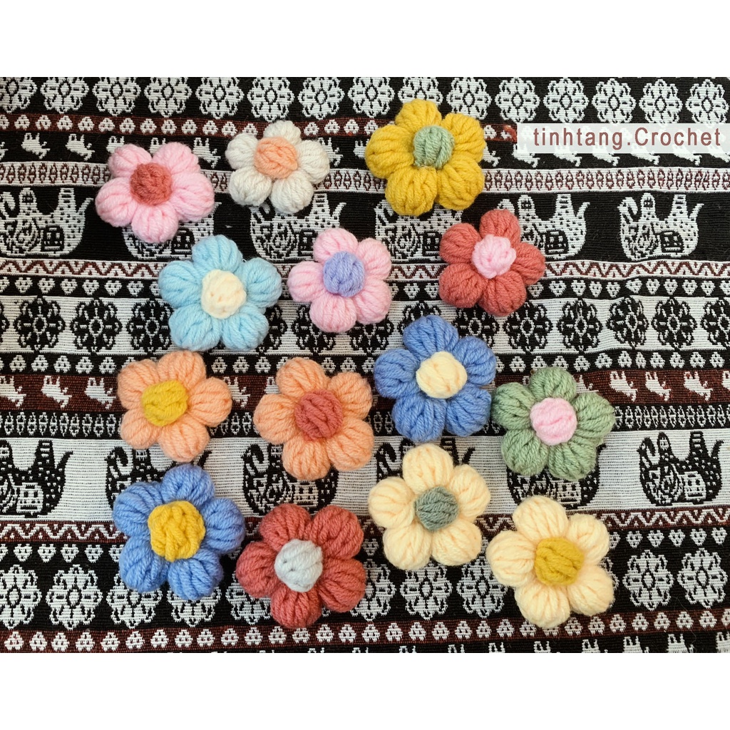 Pin hoa len handmade có ghim cài nhiều cỡ