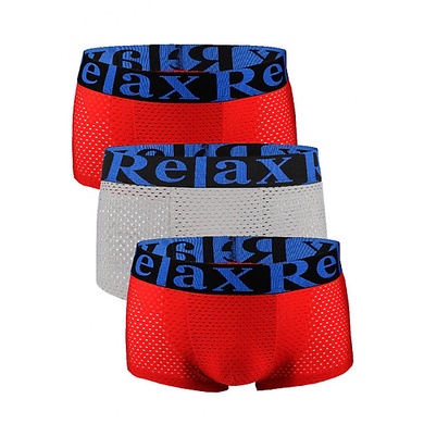 Combo 3 Quần lót boxer dạng đùi Relax 3RLTK050 Lưới thông thoáng thấm hút mềm mịn, tạo cảm giác thoáng mát