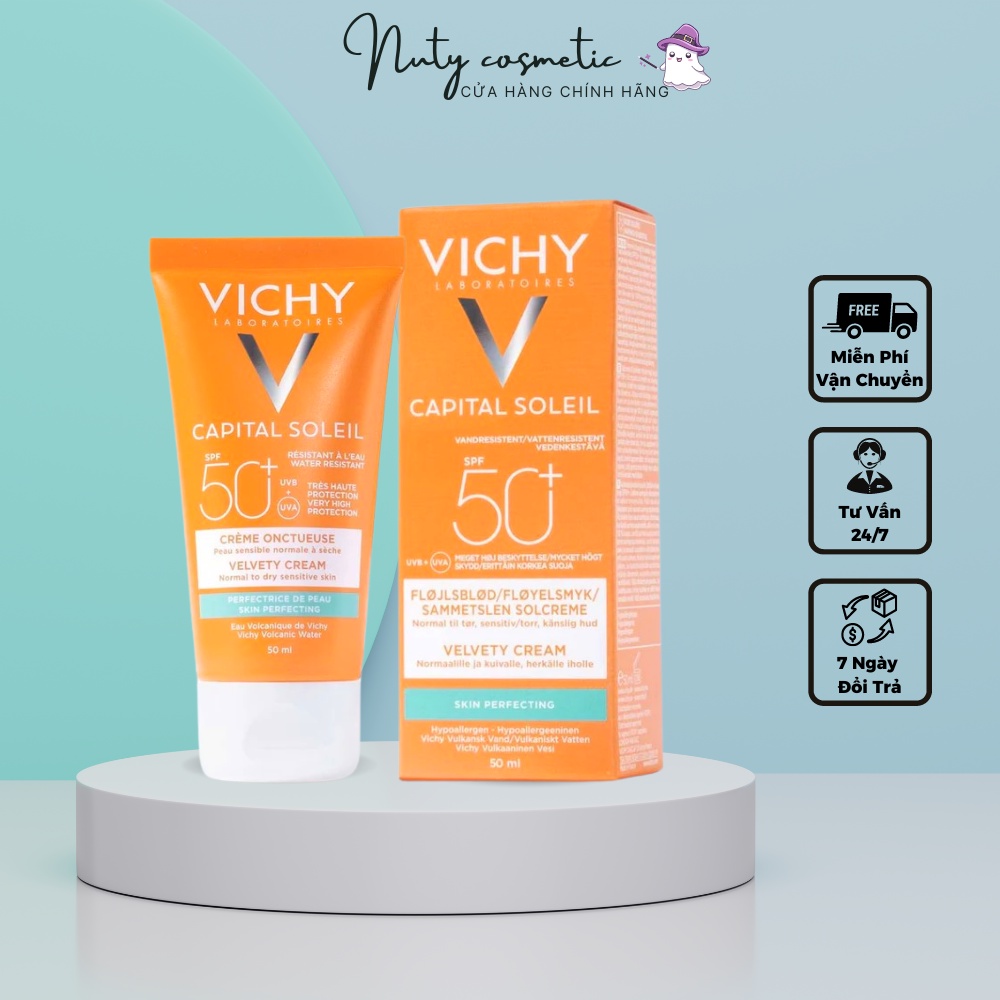 Kem Chống Nắng Vichy Capital Soleil SPF50 50ml, Kem Chống Nắng SPF 50 UVA+UVB Dành Cho Da Khô