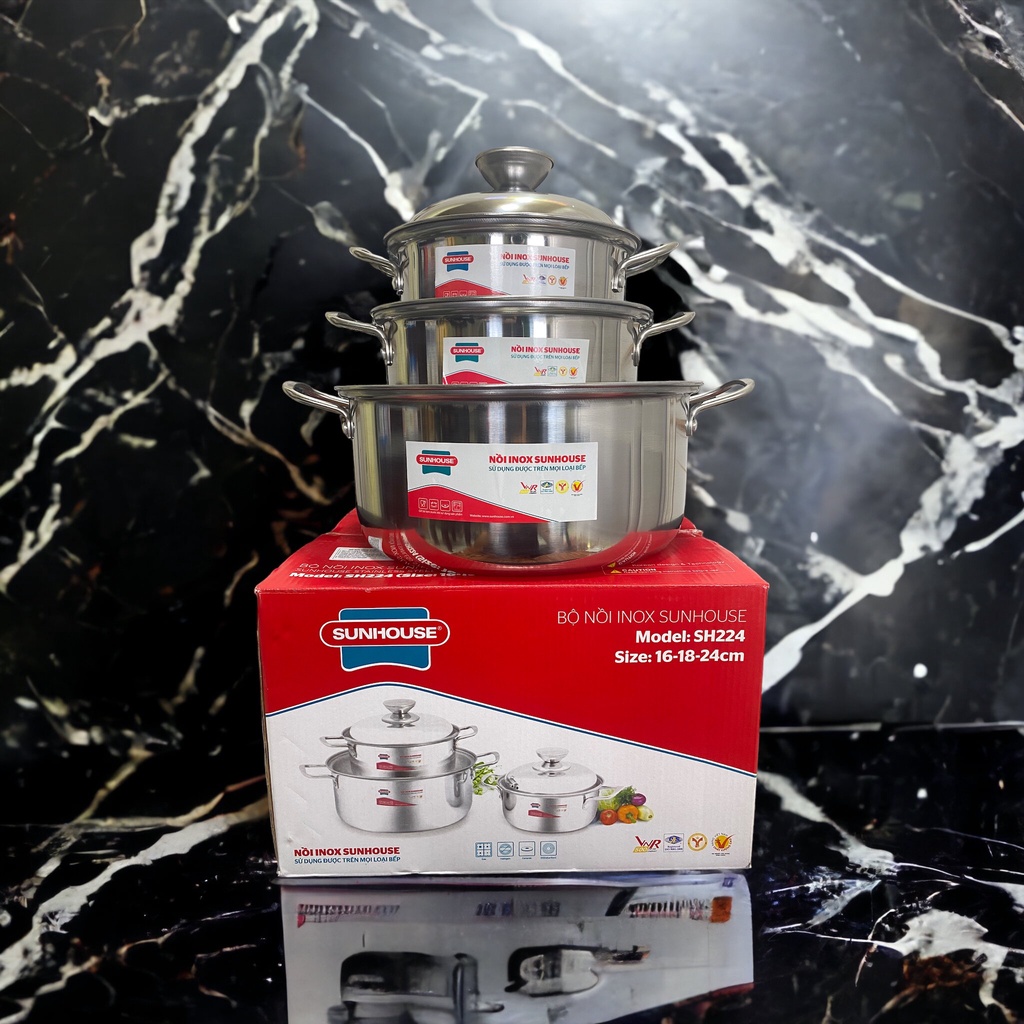 Bộ nồi INOX SunHouse Model :SH 224  - Hàng chính hãng