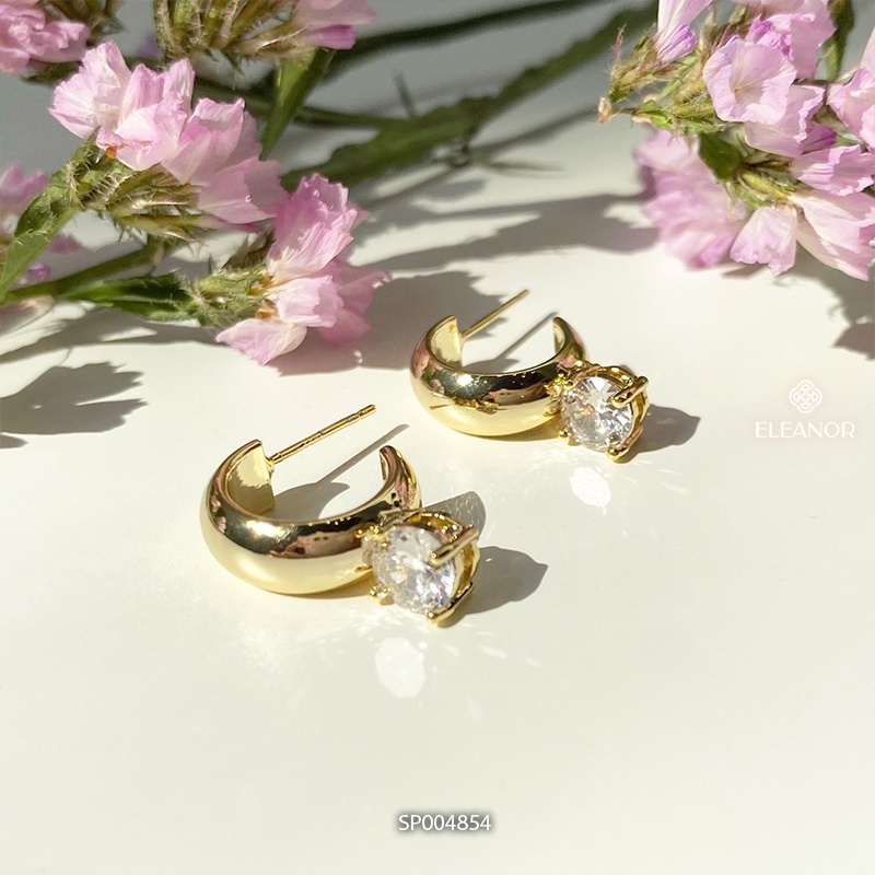 Bông tai nữ Eleanor Accessories viền chữ C phụ kiện trang sức nữ tính đính đá nhỏ xinh