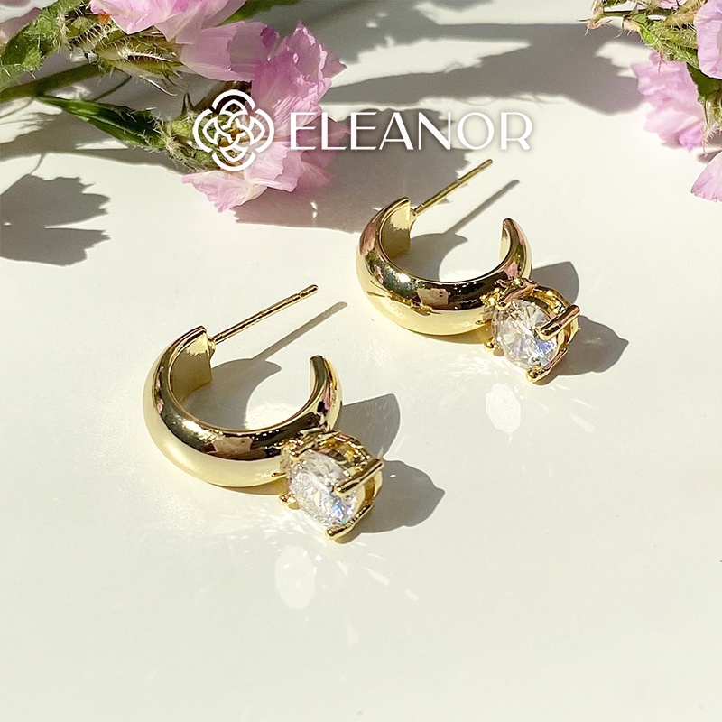 Bông tai nữ Eleanor Accessories viền chữ C phụ kiện trang sức nữ tính đính đá nhỏ xinh