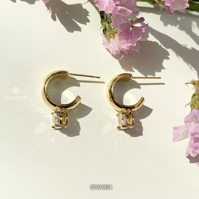 Bông tai nữ Eleanor Accessories viền chữ C phụ kiện trang sức nữ tính đính đá nhỏ xinh