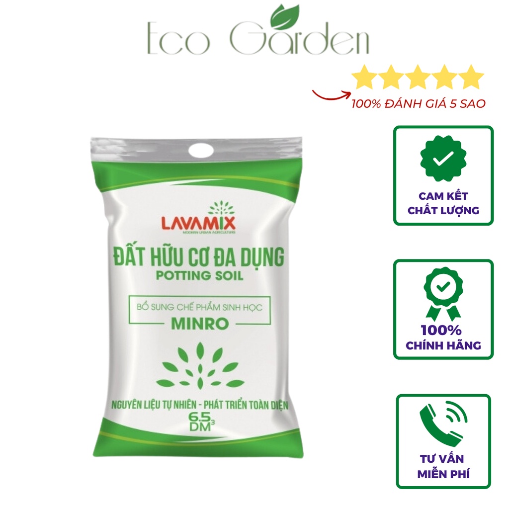 Đất sạch trồng rau, đất hữu cơ đa dụng Lavamix túi 6.5dm3