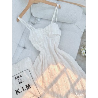 ĐẦM MAXI 2 DÂY TRẮNG REN ( kèm ảnh thật ) DU LỊCH