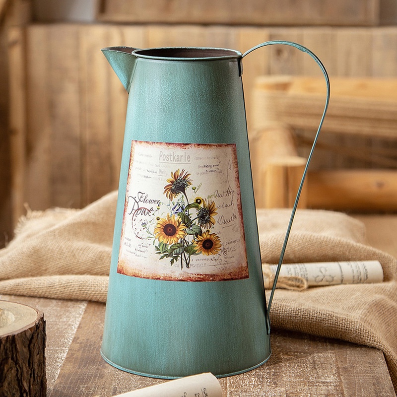 Xô thiếc vintage hoa hướng dương