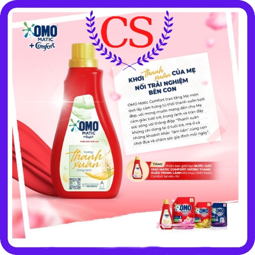 Nước Giặt OMO Matic + Comfort Hương Thanh Xuân Trong Lành Chai 720G (Hàng tặng của Omo)