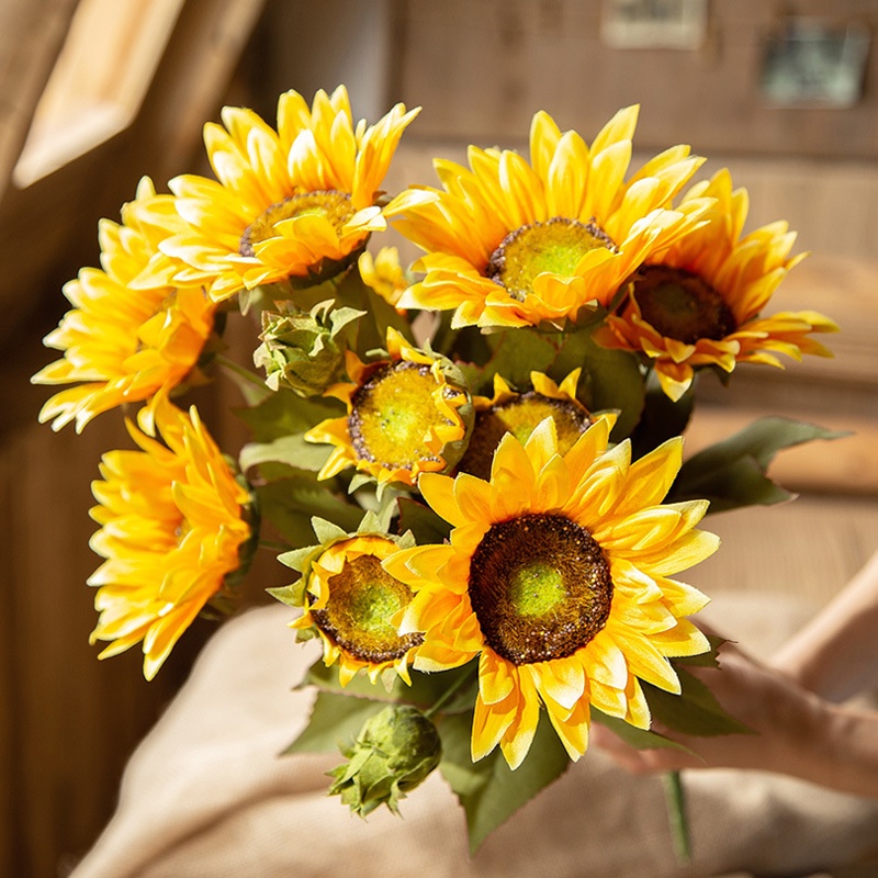 Xô thiếc vintage hoa hướng dương