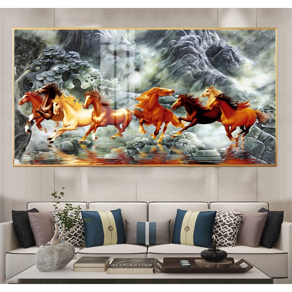 Tranh Tráng Gương Treo Tường Mã Đáo Thành Công, Decor, Trang Trí Phòng Khách, Quà Tặng Tân Gia, Khai Trương Hồng Phát
