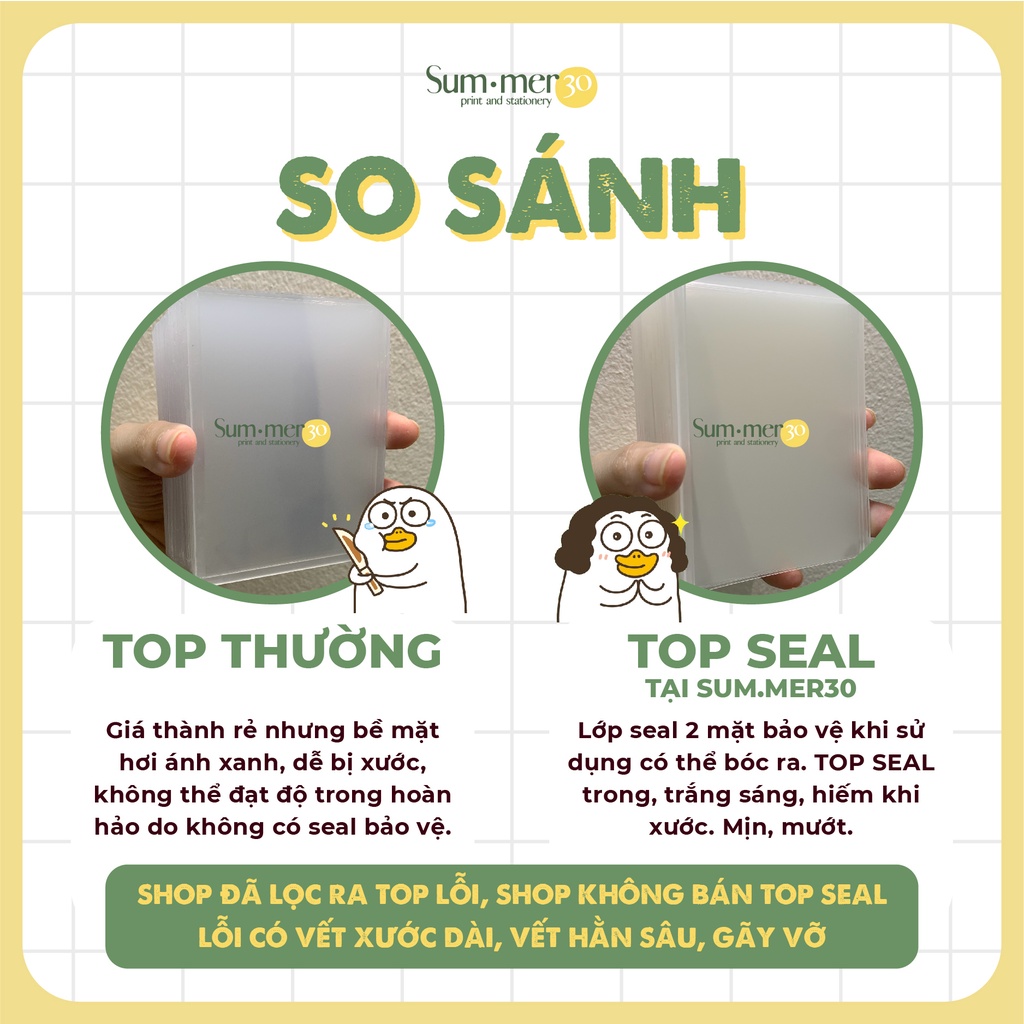 Sum.mer30 - TOPLOADER BẢN NÂNG CẤP bảo vệ card ảnh kích thước A7 DỌC decor Anime, Kpop, thẻ bài