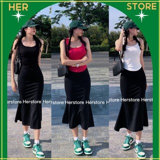 Áo ba lỗ bản to dáng dài nữ body vạc bầu cổ tròn HERSTORE