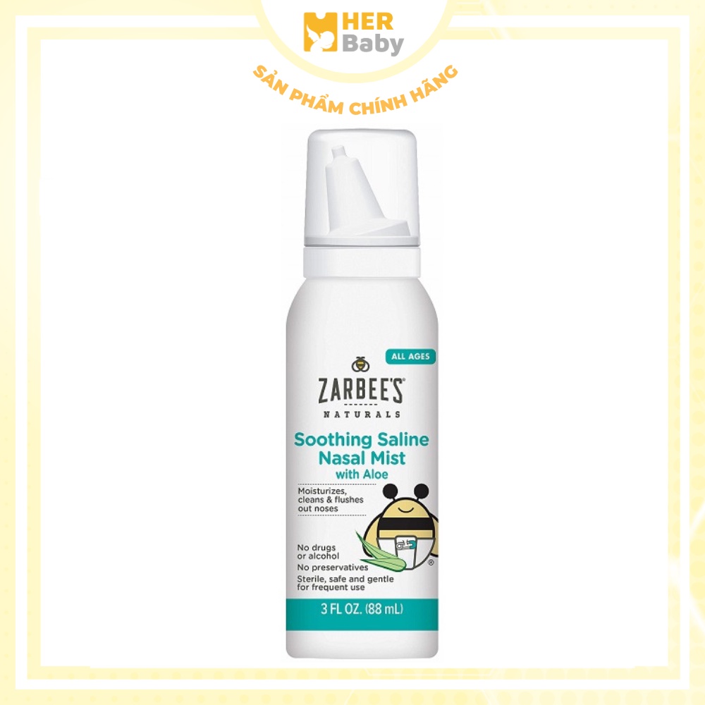 Zarbees - Xịt mũi Zarbees Naturals Soothing Saline Nasal Mist làm dịu và thông mũi cho bé - Herbaby