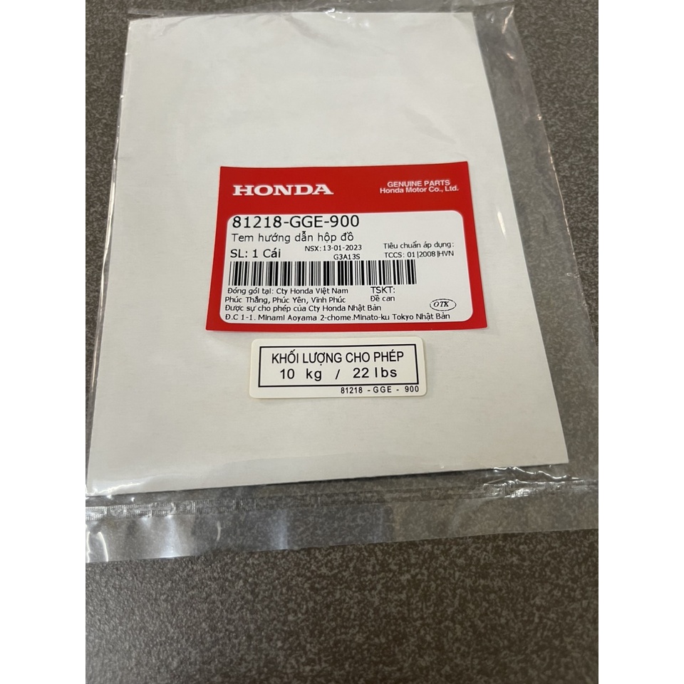 Tem thùng đồ xe future mập 125 future led 125 hàng chính hãng 81218GGE900