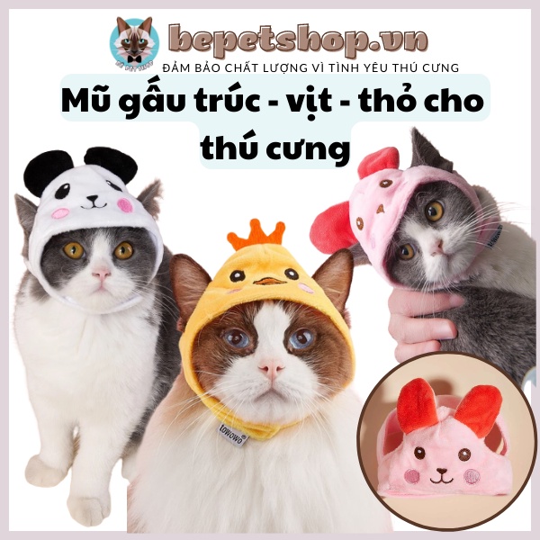 Mũ thỏ vịt gấu hóa trang cho thú cưng chó mèo