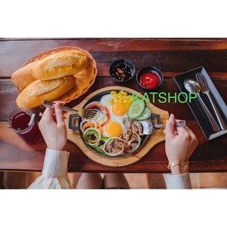 Chảo Gang Chống Dính Làm Bò Beefsteak , Bánh Xèo, Bánh Mì Chảo Hiệu Dragon Việt Nam ( 2 Kích Cỡ )
