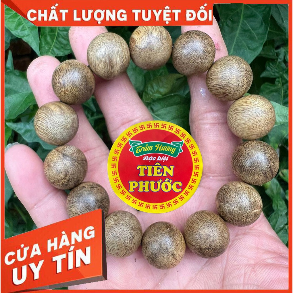 Vòng tay trầm hương đơn nam 14ly - 100% trầm tốc núi TIÊN PHƯỚC đều dầu - Mùi thơm vĩnh viễn