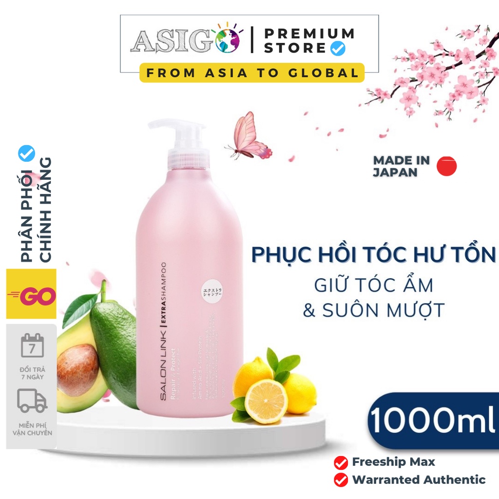 Dầu Gội Kumano Salon Link Extra Dầu Gội Phục Hồi Tóc Hư Tổn 1000ml