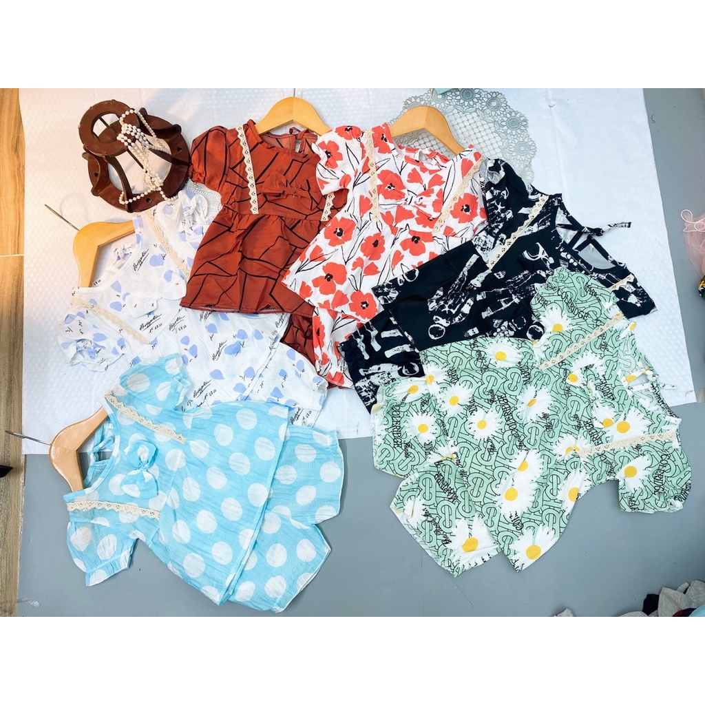 Bộ lanh 2 dây hàn quốc hàng thiết kế cách điệu 4-17kg, set lanh hai dây mặc nhà cho bé gái, bộ đũi lụa cho bé