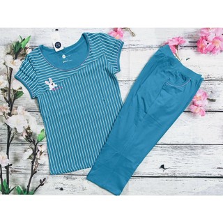 Bộ mặc nhà quần lửng Gia Hồi Sọc Gấu size M xoa