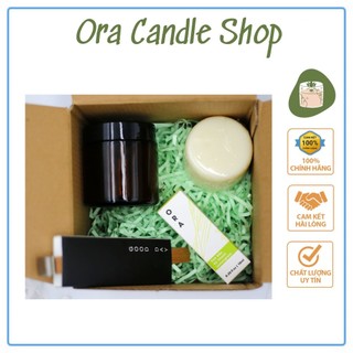 Combo set tự làm 1 nến thơm phòng tại nhà ora - 110gr, set quà tặng ý nghĩa, hộp quà nến thơm