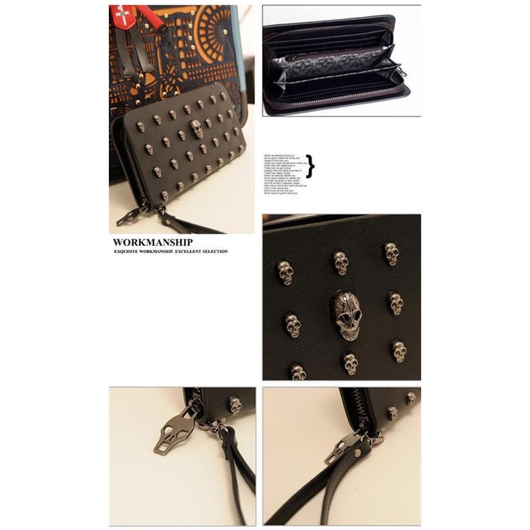 Ví đầu lâu cho nam, Ly hợp hộp sọ cho nữ, Ví nam Punk, Ví dài, Ví tiền xu, Chủ thẻ cho nam