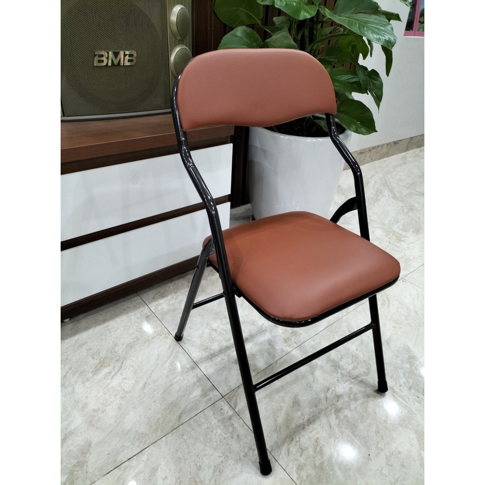 GHẾ GẤP GỌN KHUNG SẮT SƠN TĨNH ĐIỆN BỌC DA, GHẾ VĂN PHÒNG