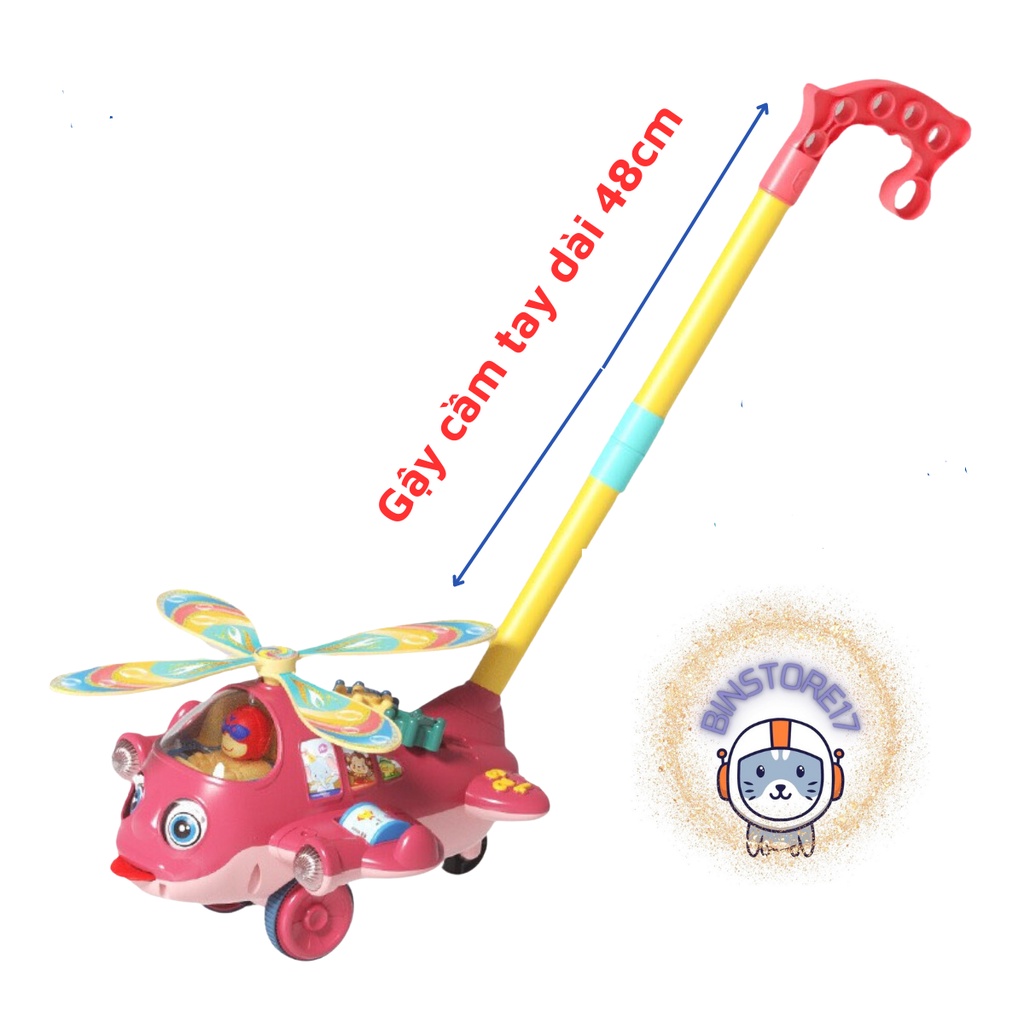 Đồ Chơi Xe Đẩy Hình Máy Bay Trực Thăng Đáng Yêu Có Chuông , Chớp Mắt, Thè Lưỡi