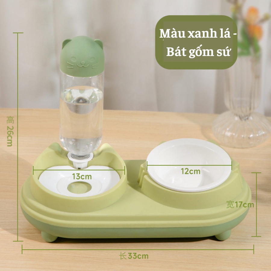 Bát ăn kèm bình đựng nước màu pastel cute dành cho pet, bát nghiêng 16° giúp chống gù, cong vẹo cột sống cho thú cưng