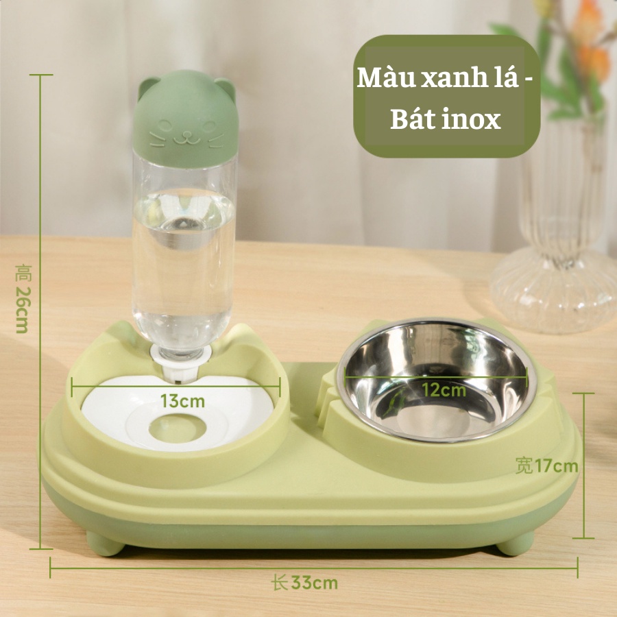 Bát ăn kèm bình đựng nước màu pastel cute dành cho pet, bát nghiêng 16° giúp chống gù, cong vẹo cột sống cho thú cưng