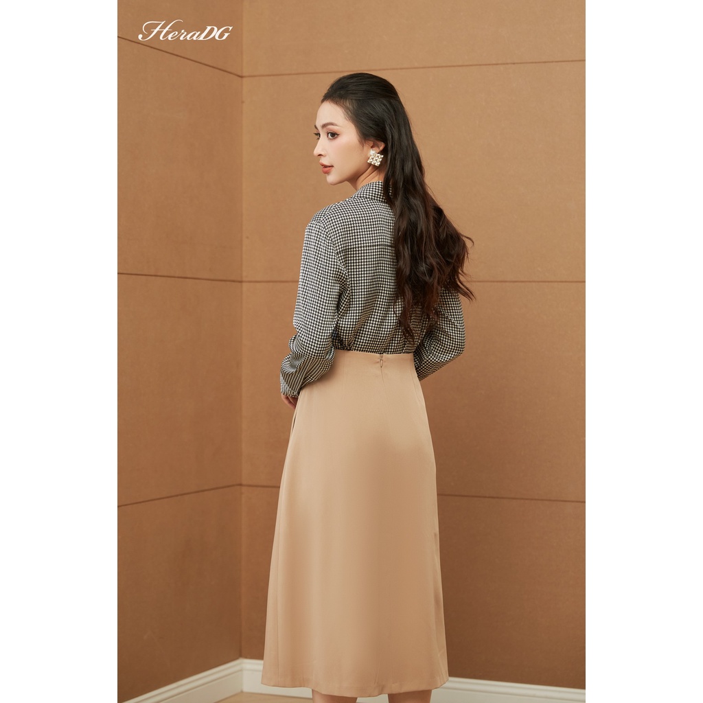 Chân váy xòe công sở HeraDG thiết kế thắt đai lệch trẻ trung vải tuytsi cao cấp WJPBB3012