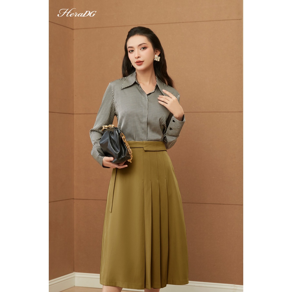Chân váy xòe công sở HeraDG thiết kế thắt đai lệch trẻ trung vải tuytsi cao cấp WJPBB3012