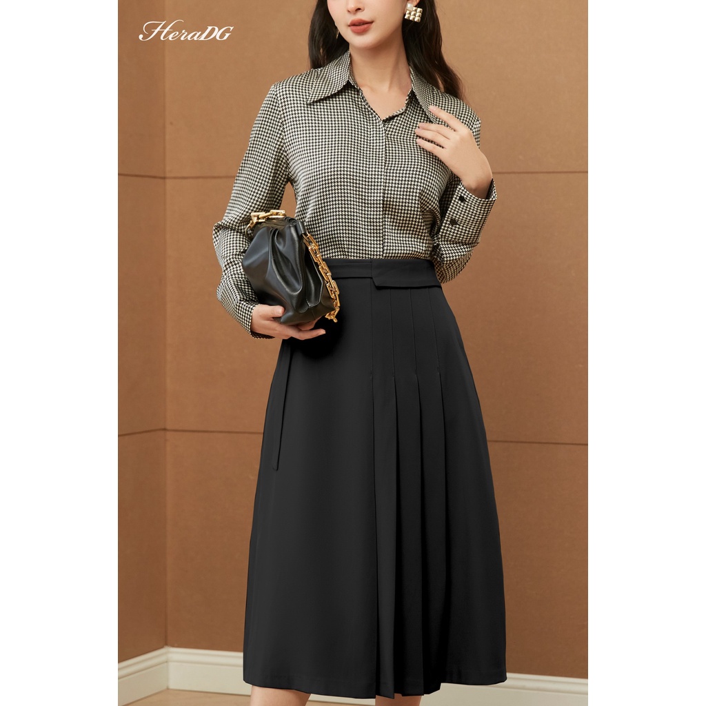 Chân váy xòe công sở HeraDG thiết kế thắt đai lệch trẻ trung vải tuytsi cao cấp WJPBB3012