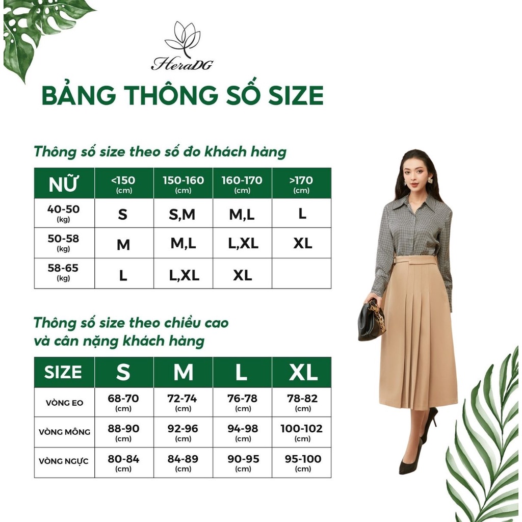 Chân váy xòe công sở HeraDG thiết kế thắt đai lệch trẻ trung vải tuytsi cao cấp WJPBB3012