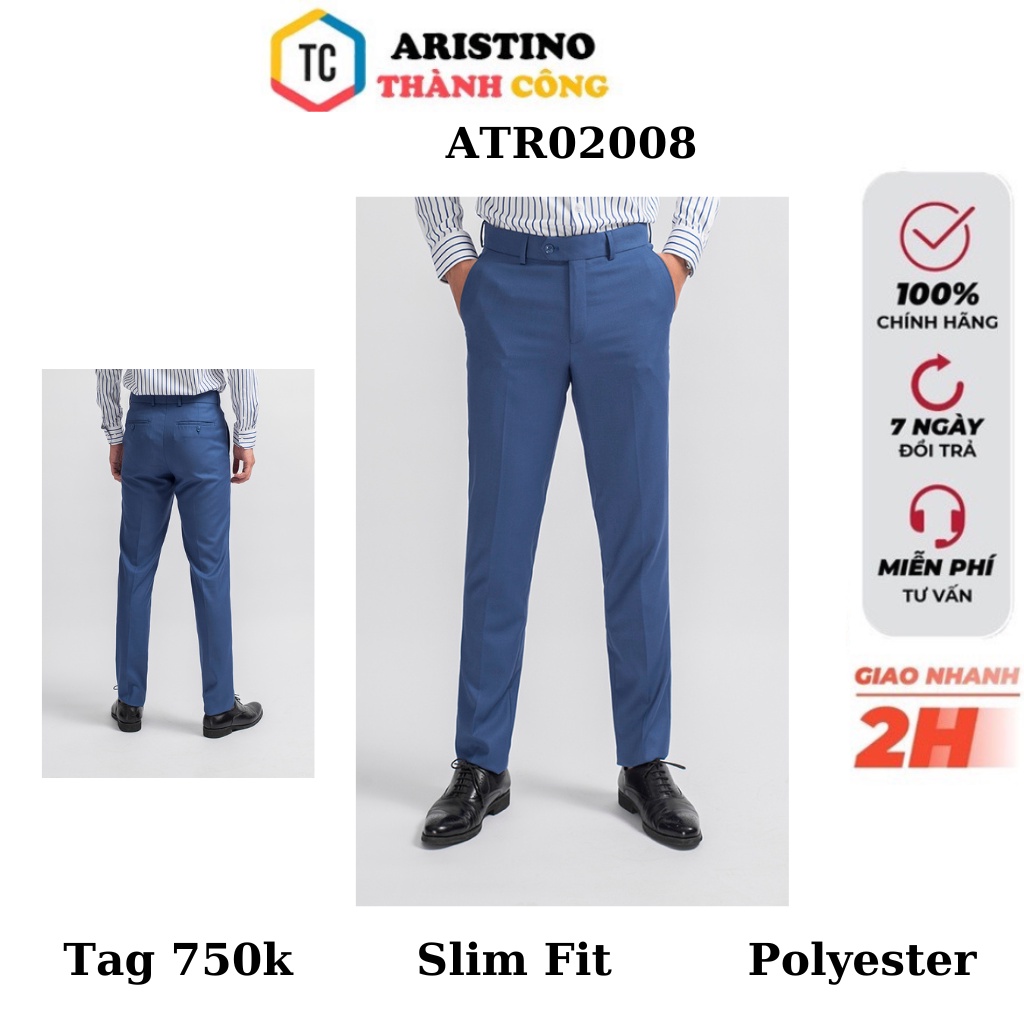 Quần âu nam Aristino cao cấp ly vĩnh viễn gấu chờ from ôm ATR02008 màu tím than