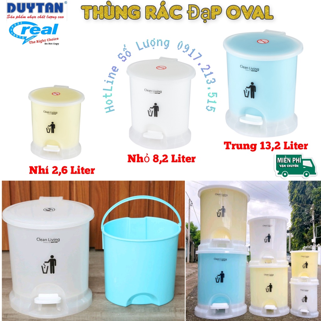 🚀TBA SHOP🚀 Thùng Rác Đạp Oval Duy Tân Cao Cấp Nhí/Nhỏ/Trung/Lớn
