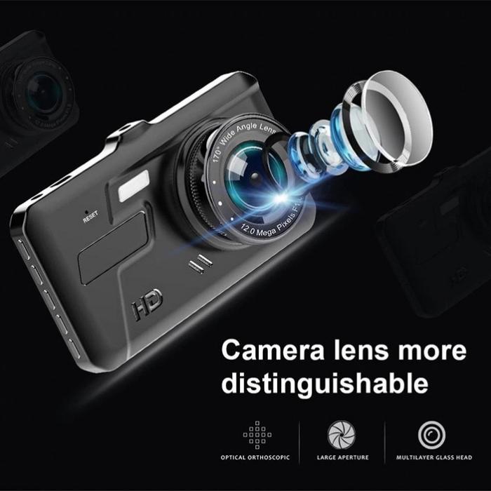 Cam Hành Trình Oto A6 Plus Ghi Hình Trước Sau 1080P Màn Hình Cảm Ứng Dùng Được Cho Xe Tải Và Xe Con: 12-24V