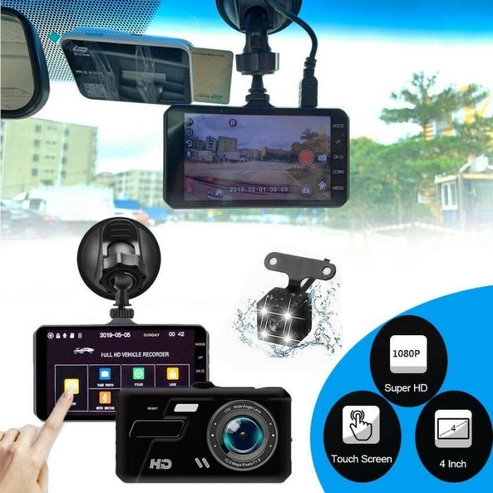 Cam Hành Trình Oto A6 Plus Ghi Hình Trước Sau 1080P Màn Hình Cảm Ứng Dùng Được Cho Xe Tải Và Xe Con: 12-24V