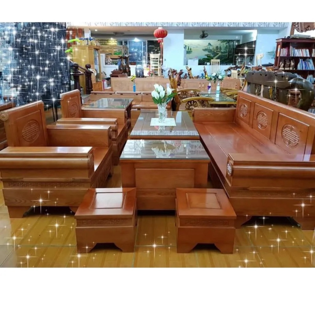 Bộ Bàn Ghế Pháo Sồi, Bộ ghế đối ,MÀU ĐỎ
