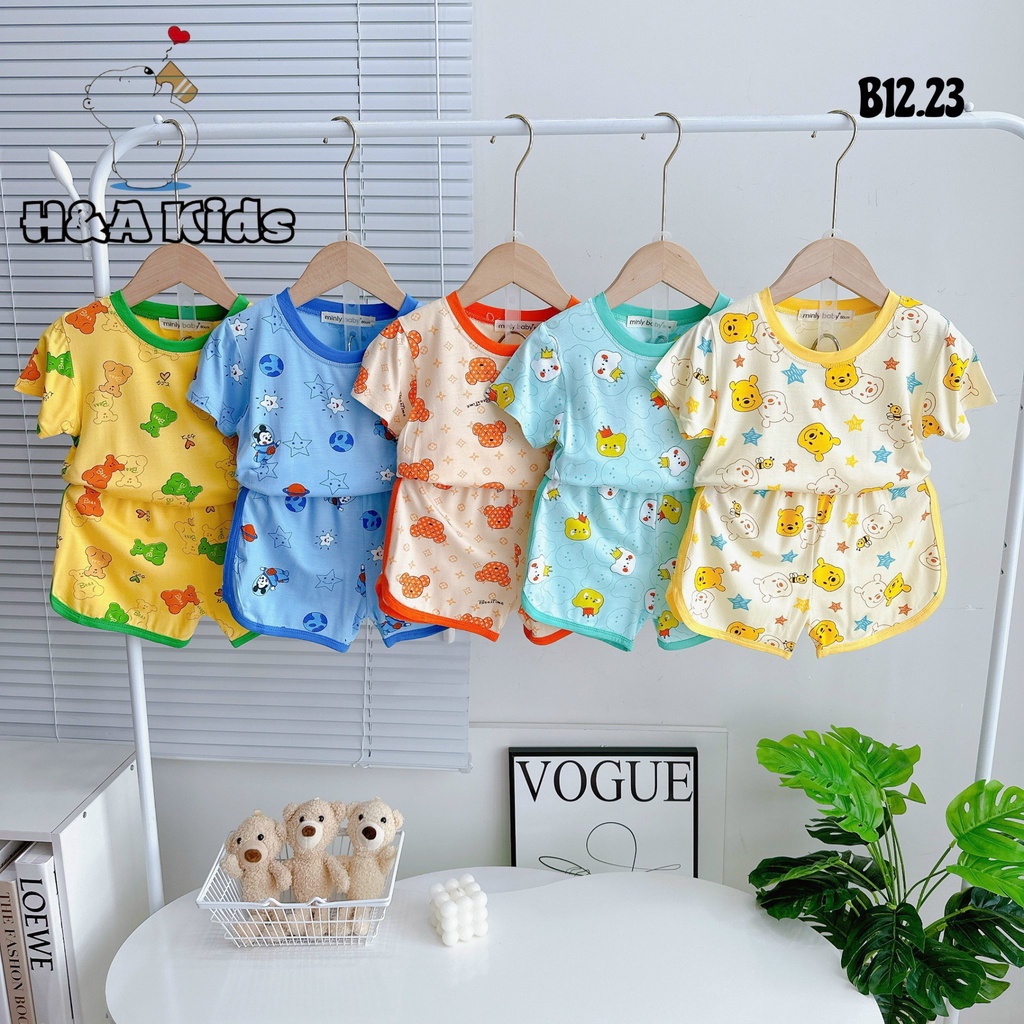Bộ Cộc Tay THUN LẠNH In Hình Toàn Thân Cho Bé từ 6-16kg